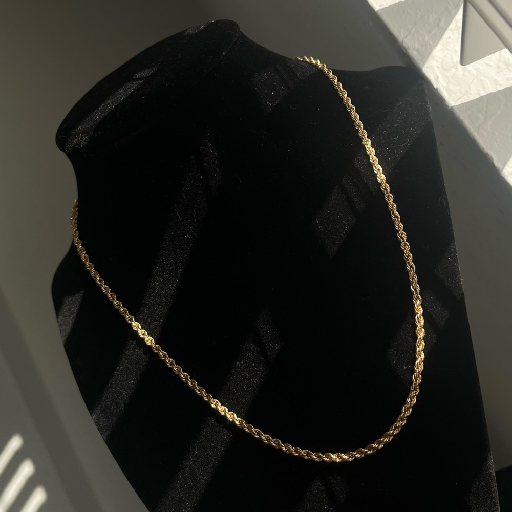 18k Yellow Gold Rope Chain Necklace 18 Inches Italian Gold